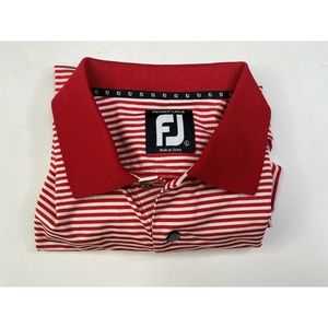 Mens FOOTJOY FJ Red White Striped Polo Shirt